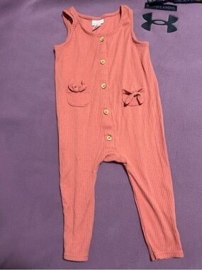 Cat & Jack Coral Ribbed Button Romper